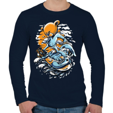 PRINTFASHION Snowboard Maci - Férfi hosszú ujjú póló - Sötétkék férfi póló