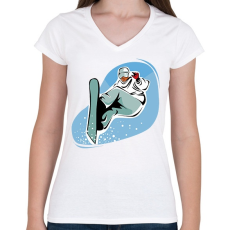 PRINTFASHION Snowboard - Női V-nyakú póló - Fehér