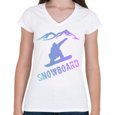 PRINTFASHION snowboard  - Női V-nyakú póló - Fehér