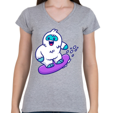PRINTFASHION Snowboard yeti - Női V-nyakú póló - Sport szürke női póló