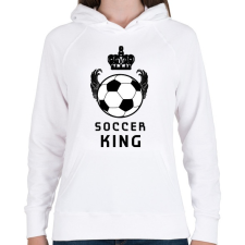 PRINTFASHION SOCCER KING - Női kapucnis pulóver - Fehér női pulóver, kardigán