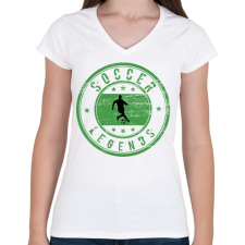 PRINTFASHION soccer legengds - Női V-nyakú póló - Fehér női póló