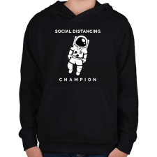 PRINTFASHION Social Distancing Champion - Gyerek kapucnis pulóver - Fekete gyerek pulóver, kardigán