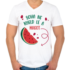 PRINTFASHION Soha ne nyeld le a dinnye magot - Kismama - Férfi V-nyakú póló - Fehér