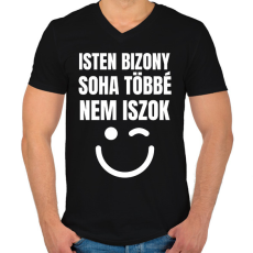PRINTFASHION SOHA TÖBBÉ NEM ISZOK - Férfi V-nyakú póló - Fekete