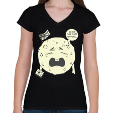 PRINTFASHION Soha többé nem látogatnak meg - Női V-nyakú póló - Fekete női póló