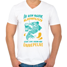 PRINTFASHION Sok okom van ünnepelni - Férfi V-nyakú póló - Fehér férfi póló