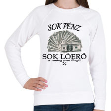 PRINTFASHION Sok pénz- Sok lóerő - Női pulóver - Fehér női pulóver, kardigán