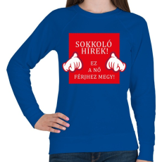 PRINTFASHION Sokkoló hírek!  - Női pulóver - Királykék