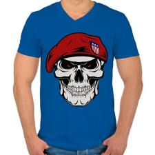 PRINTFASHION SOLDIER SKULL - Férfi V-nyakú póló - Királykék férfi póló