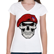 PRINTFASHION SOLDIER SKULL - Női V-nyakú póló - Fehér női póló