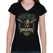 PRINTFASHION Soldiers never die - Női V-nyakú póló - Fekete női póló
