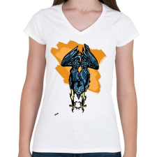 PRINTFASHION Sólyom támadásban - Női V-nyakú póló - Fehér női póló