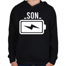 PRINTFASHION Son battery - Gyerek kapucnis pulóver - Fekete