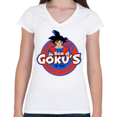 PRINTFASHION Son Goku Dojo - Női V-nyakú póló - Fehér