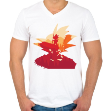 PRINTFASHION Son Goku - Férfi V-nyakú póló - Fehér férfi póló