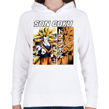PRINTFASHION Son goku - Női kapucnis pulóver - Fehér női pulóver, kardigán