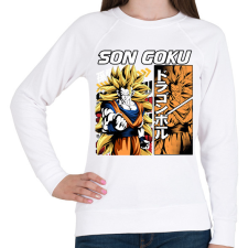 PRINTFASHION Son goku - Női pulóver - Fehér női pulóver, kardigán