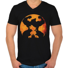 PRINTFASHION Son goku oozaru - Férfi V-nyakú póló - Fekete férfi póló