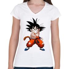 PRINTFASHION Son Goten - Női V-nyakú póló - Fehér női póló