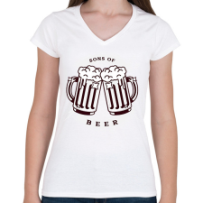 PRINTFASHION Sons of beer - Női V-nyakú póló - Fehér női póló