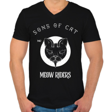PRINTFASHION SONSOFCAT - Férfi V-nyakú póló - Fekete férfi póló