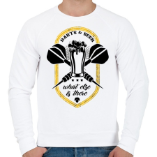 PRINTFASHION Sör és Darts - Férfi pulóver - Fehér férfi pulóver, kardigán