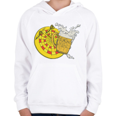 PRINTFASHION Sör és darts - Gyerek kapucnis pulóver - Fehér