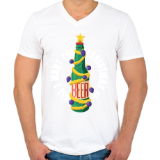 PRINTFASHION Sör karácsonyfa - Férfi V-nyakú póló - Fehér