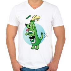 PRINTFASHION Sör kutya - Férfi V-nyakú póló - Fehér