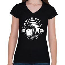 PRINTFASHION Sör Party - Női V-nyakú póló - Fekete