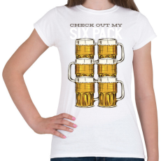 PRINTFASHION Sör six pack - Női póló - Fehér