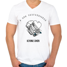 PRINTFASHION SOR TESTVERISEGE - Férfi V-nyakú póló - Fehér