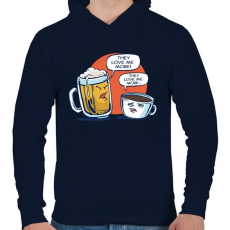 PRINTFASHION Sör vs. kávé - Férfi kapucnis pulóver - Sötétkék
