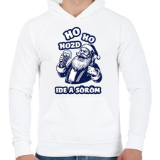 PRINTFASHION Sörös Mikulás - Férfi kapucnis pulóver - Fehér férfi pulóver, kardigán