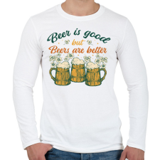 PRINTFASHION Sörös mottó - Férfi hosszú ujjú póló - Fehér férfi póló