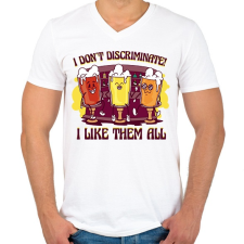 PRINTFASHION Sörözés - Férfi V-nyakú póló - Fehér férfi póló