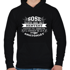 PRINTFASHION Sose bánts meg egy hentest - Férfi kapucnis pulóver - Fekete