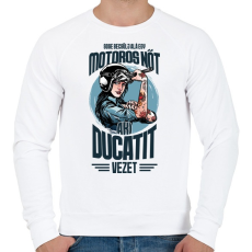 PRINTFASHION Sose becsülj alá egy motoros nőt - Ducati - Férfi pulóver - Fehér