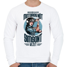 PRINTFASHION Sose becsülj alá egy motors nőt - Simson - Férfi pulóver - Fehér