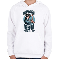 PRINTFASHION Sose becsülj alá egy motors nőt - Vespa - Gyerek kapucnis pulóver - Fehér