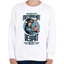 PRINTFASHION Sose becsülj alá egy motors nőt - Vespa - Gyerek pulóver - Fehér gyerek pulóver, kardigán