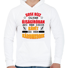 PRINTFASHION Sose bízz olyan újságíróban - Férfi kapucnis pulóver - Fehér férfi pulóver, kardigán