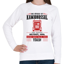 PRINTFASHION Sose kötekedj egy kamionossal - Női pulóver - Fehér női pulóver, kardigán