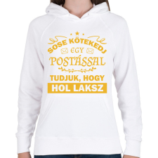 PRINTFASHION Sose kötekedj egy postással - Női kapucnis pulóver - Fehér női pulóver, kardigán