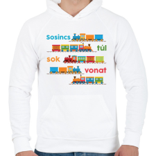 PRINTFASHION Sosincs túl sok vonat - Férfi kapucnis pulóver - Fehér férfi pulóver, kardigán