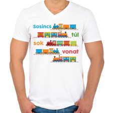PRINTFASHION Sosincs túl sok vonat - Férfi V-nyakú póló - Fehér férfi póló
