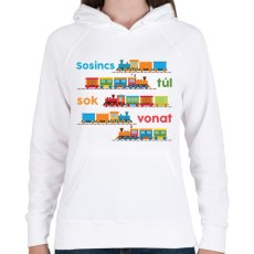 PRINTFASHION Sosincs túl sok vonat - Női kapucnis pulóver - Fehér