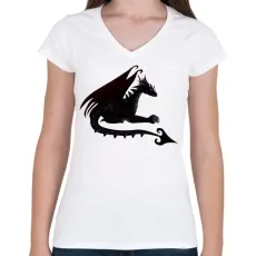 PRINTFASHION Sötét sárkány - Női V-nyakú póló - Fehér