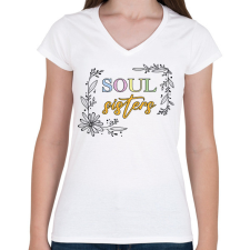 PRINTFASHION Soul sisters - Női V-nyakú póló - Fehér női póló